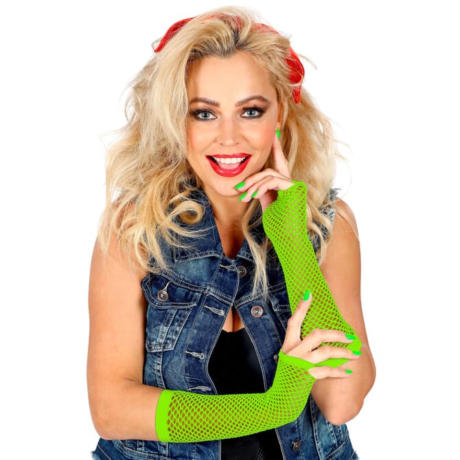 Neon grüne Netzhandschuhe lang
